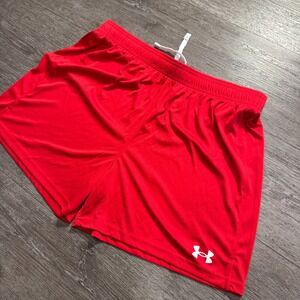 Under Armour Shorts Womens Large Red Running Drawstring Outdoor Workout‎ Casual